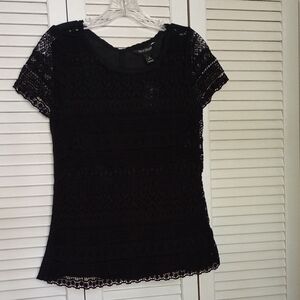 Stylish Black Lace Sheer Blouse